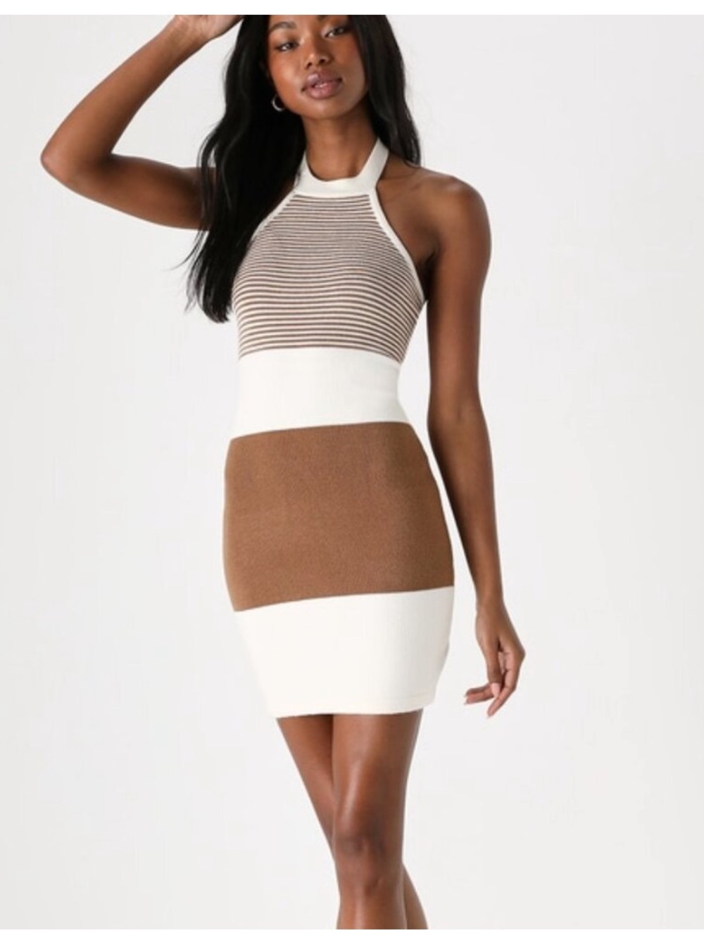 Lulus Striped Knit Halter Dress